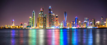 abu dhabi city skyline at night