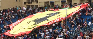 ferrari fans and huge flag